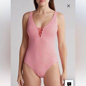 Tommy Bahama NWT Breaker Bay Reversible Lace Back Swimsuit Women’s Size 12 Coral